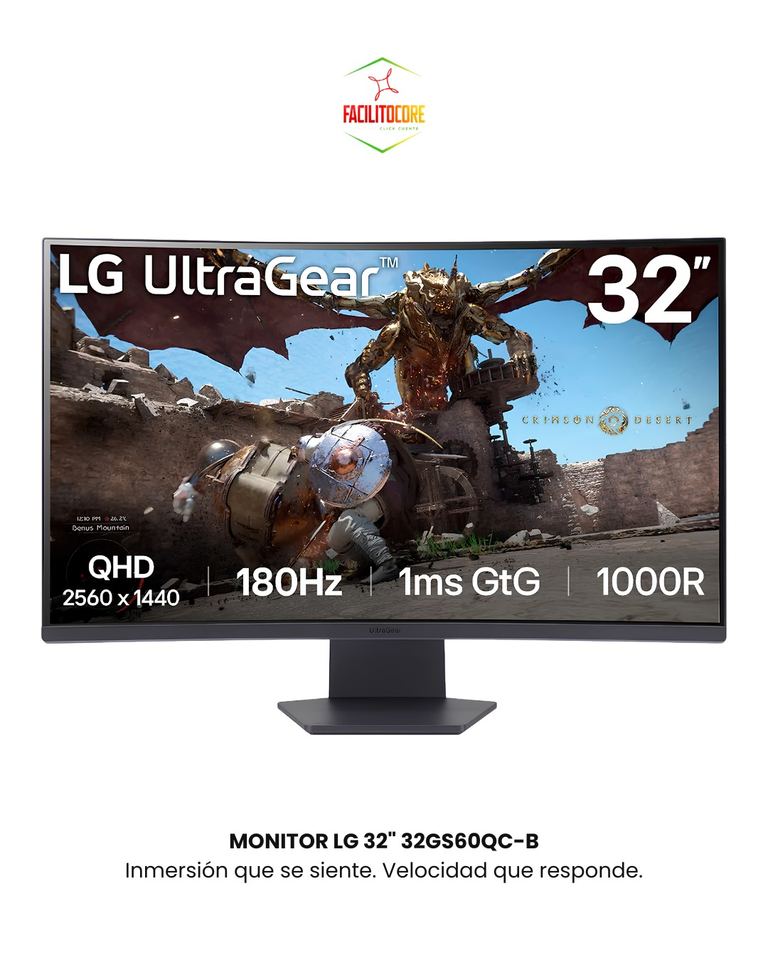 MONITOR LG 32" 32GS60QC-B