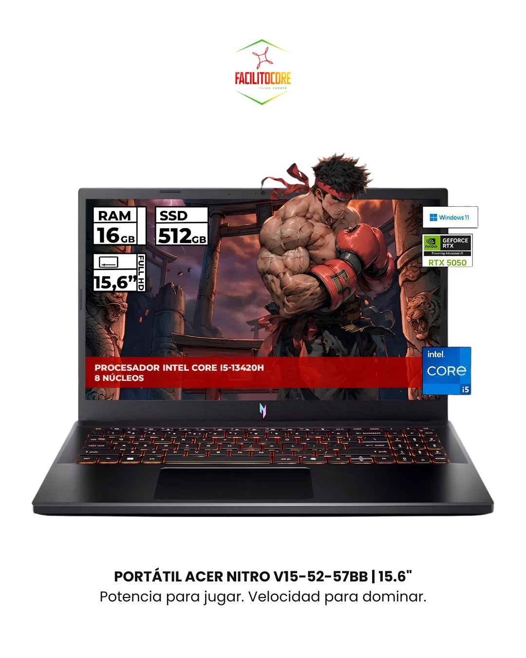 PORTATIL ACER NITRO V15-52-57BB | 15.6"